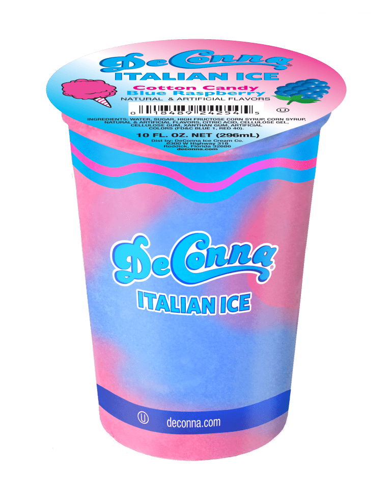 DeConna Cup 10oz-CottonCandyBlueRaspberry - DeConna Ice Cream Cotton Candy Blue Raspberry