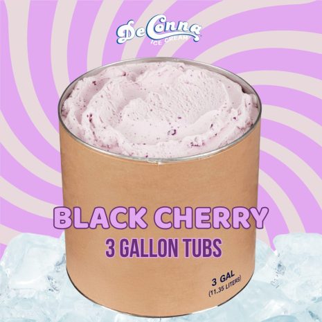 Black Cherry 3 Gallon Ice Cream Tub – DeConna Bulk black cherry ice cream in a 3 gallon tub, creamy pink with fruit pieces, DeConna brand