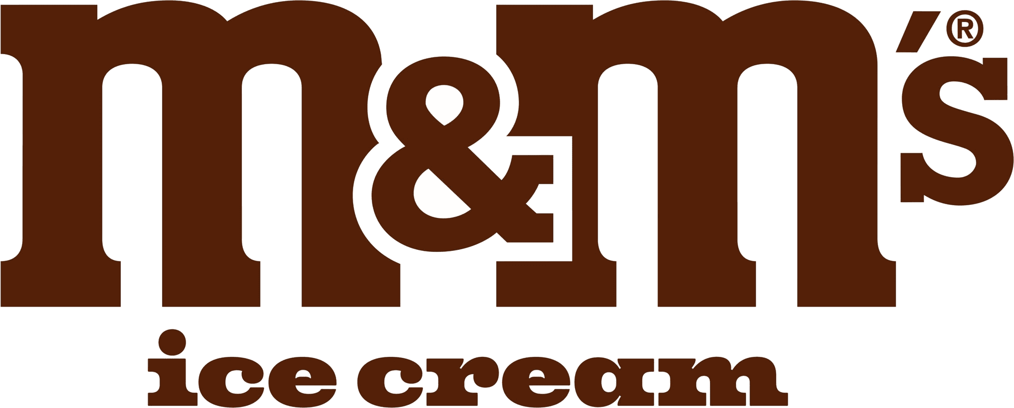 M&M's ice cream logo in bold brown typography