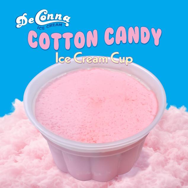 DeConna 3oz low fat cotton candy ice cream cup with pink cotton candy ice cream
