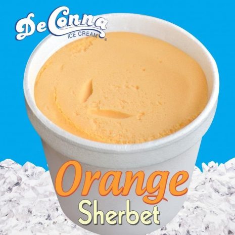 Orange Sherbet Cup 4oz DeConna 4oz orange sherbet cup with bright orange sherbet