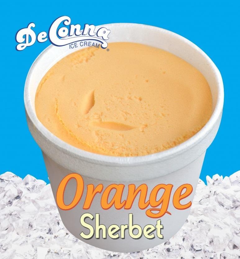 DeConna 4oz orange sherbet cup with bright orange sherbet
