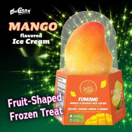 Fumang Mango Flavored Ice Cream Jack & King's 3D mango flavored ice cream bar shaped like a ripe mango in its clear dome package