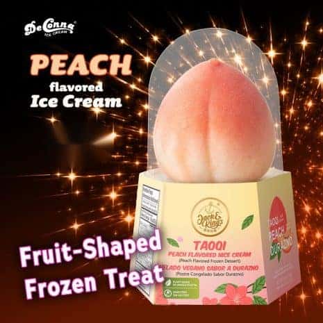 Jack & King's 3D peach flavored ice cream bar shaped like a peach in its clear dome package